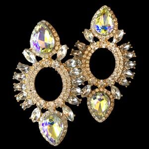 Bling bling massive rhinestone statement earrings, bridal / gala
